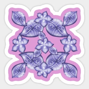 Blue flowers and leaves Sticker